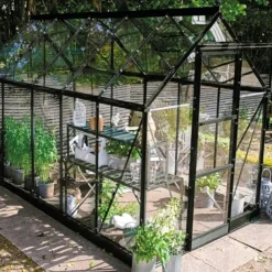 HALLS ICON 6 DRIVHUS EKSKL. SOKKEL 3 MM HÆRDET GLAS SORT 6,1 M2