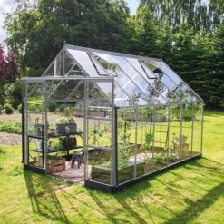 HALLS ICON 8 DRIVHUS EKSKL. SOKKEL HÆRDET GLAS ALU 9,7 M2