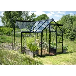 HALLS ICON 6 GARDENHOUSE EKSKL. SOKKEL HÆRDET GLAS SORT 8,6 M2
