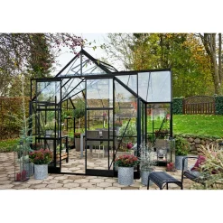 HALLS ICON 8 GARDENHOUSE EKSKL. SOKKEL HÆRDET GLAS SORT 13,0 M2
