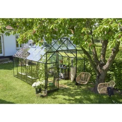 HALLS QUBE+ 812 DRIVHUS EKSKL. SOKKEL 3 MM HÆRDET GLAS SORT 9,9 M2