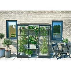 HALLS QUBE LEAN-TO 26 VÆGDRIVHUS 3 MM HÆRDET GLAS SORT 1,2 M²