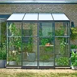 HALLS QUBE LEAN-TO 68 VÆGDRIVHUS 3 MM HÆRDET GLAS SORT 4,7 M2