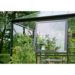 HALLS QUBE SQUARE DRIVHUS 3 MM HÆRDET GLAS HELE BANER SORT 6,3 M2