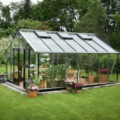 JULIANA GARTNER EKSKL. SOKKEL DRIVHUS 3 MM HÆRDET GLAS HELE BANER ALU 18,8 M2