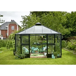 JULIANA OASE DRIVHUS 3 MM HÆRDET GLAS HELE BANER ANTRACIT 13,5 M2