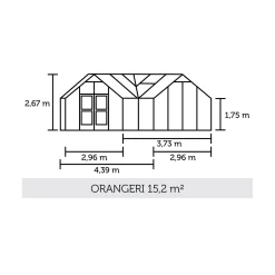 JULIANA ORANGERI DRIVHUS 3 MM HÆRDET GLAS HELE BANER ANTRACIT 15,1 M2