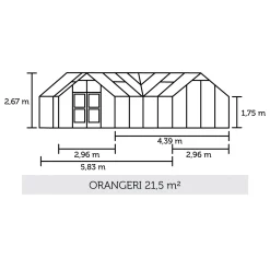 JULIANA ORANGERI DRIVHUS 3 MM HÆRDET GLAS HELE BANER ANTRACIT 21,5 M2
