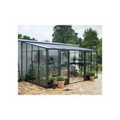 JULIANA VERANDA VÆGDRIVHUS 3MM H. GLAS HELE BANER,10MM POLYTAG ANTRACIT 12,9 M2