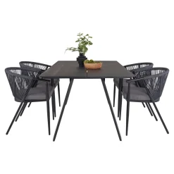 OUTRIUM CARROS/COMO MED 4 STOLE HAVEMØBELSÆT SORT/ANTRACITGRÅ