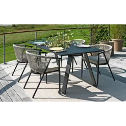 OUTRIUM CARROS/COMO MED 4 STOLE HAVEMØBELSÆT SORT/LYS SAND