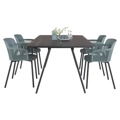 OUTRIUM CARROS/LAGOS MED 4 STOLE HAVEMØBELSÆT SORT/GRØN