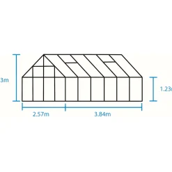 OUTRIUM DRIVHUS INKL. SOKKEL 3 MM HÆRDET GLAS HELE BANER SORT 9,9 M2