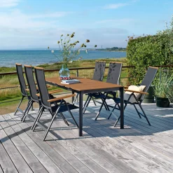 OUTRIUM FARO MED 6 STOLE HAVEMØBELSÆT NATUR/SORT