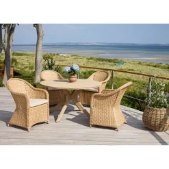 OUTRIUM JEPARA/SYMI BORD + 4 STOLE HAVEMØBELSÆT NATUR