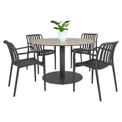 OUTRIUM LEROS/MURCIA BORD + 4 STOLE HAVEMØBELSÆT GRÅ / SORT