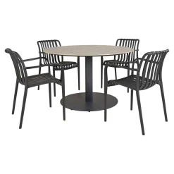 OUTRIUM LEROS/MURCIA BORD + 4 STOLE HAVEMØBELSÆT GRÅ / SORT