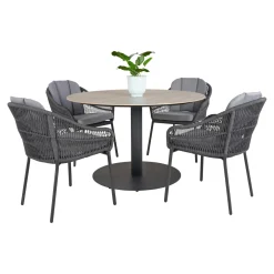 OUTRIUM LEROS/PALMA BORD + 4 STOLE HAVEMØBELSÆT GRÅ