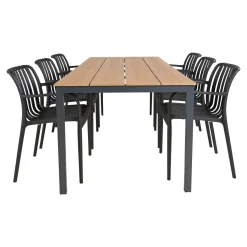 OUTRIUM PISA/MURCIA BORD + 6 STOLE HAVESÆT NATUR/SORT