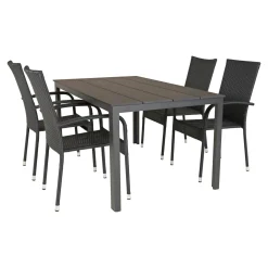 OUTRIUM PISA/NAPOLI MED 4 STOLE HAVEMØBELSÆT SORT
