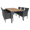 OUTRIUM PISA/TOSCANA MED 6 STOLE HAVEMØBELSÆT NATUR/SORT