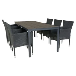 OUTRIUM PISA/TOSCANA MED 6 STOLE HAVEMØBELSÆT SORT