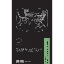 OUTRIUM RUNDT BORD+4 STOLE OVERTRÆK SORT