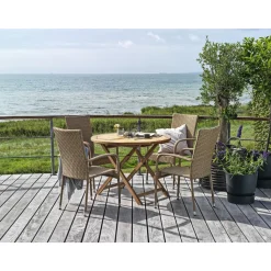 OUTRIUM SYROS/NAPOLI MED 4 STOLE HAVEMØBELSÆT TEAK/NATUR
