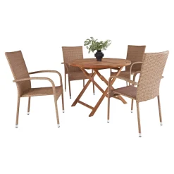 OUTRIUM SYROS/NAPOLI MED 4 STOLE HAVEMØBELSÆT TEAK/NATUR
