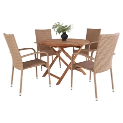 OUTRIUM SYROS/NAPOLI MED 4 STOLE HAVEMØBELSÆT TEAK/NATUR