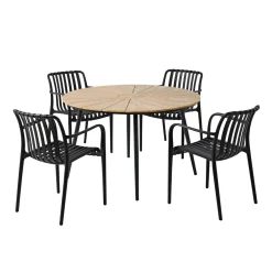 OUTRIUM TAVIRA/MURCIA BORD + 4 STOLE HAVEMØBELSÆT NATUR/SORT