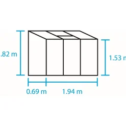 OUTRIUM VÆGDRIVHUS 3 MM DELT GLAS SORT 1,3 M2