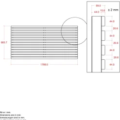 PLUS HEGN FUNGICIDBEHANDLET OG GRUNDMALET UMBRAGRÅ 180 X 90 CM