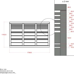 PLUS HEGN FUNGICIDBEHANDLET OG GRUNDMALET UMBRAGRÅ 176 X 110 CM