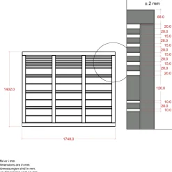 PLUS HEGN FUNGICIDBEHANDLET OG GRUNDMALET UMBRAGRÅ 176 X 140 CM