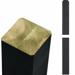 PLUS STOLPE OMLIMET TRYKIMPRÆGNERET NTR KL. A OG GRUNDMALET SORT 9 X 9 X 268 CM