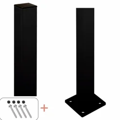 PLUS STOLPE VARMGALVANISERET OG PULVERLAKERET SORT 4.50 X 4.50 X 96 CM