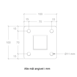 PLUS STOLPE VARMGALVANISERET OG PULVERLAKERET SORT 4.50 X 4.50 X 103.30 CM